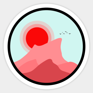 Minimalist Landscape - Pink Mountains Sticker